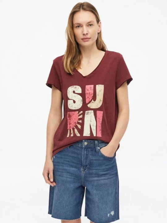 Foto van product T-shirt met vlamgarenstructuur en print s.Oliver rood