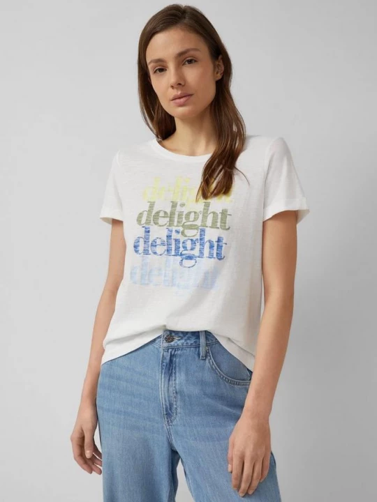 Foto van product T-shirt met vlamgarenstructuur en print s.Oliver wit
