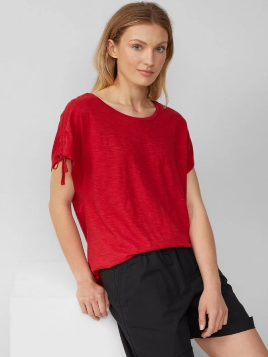 Foto van product T-shirt met vlamgarenstructuur en rimpels s.Oliver rood
