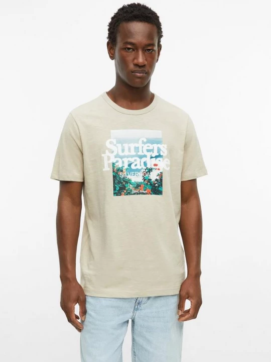 Foto van product T-shirt met vlammengaren en artwork s.Oliver beżowy