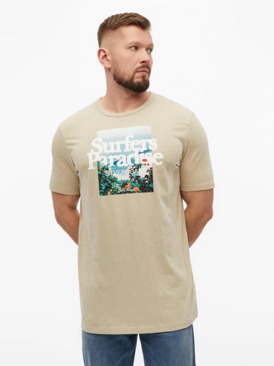Foto van product T-shirt met vlammengaren en artwork s.Oliver beżowy