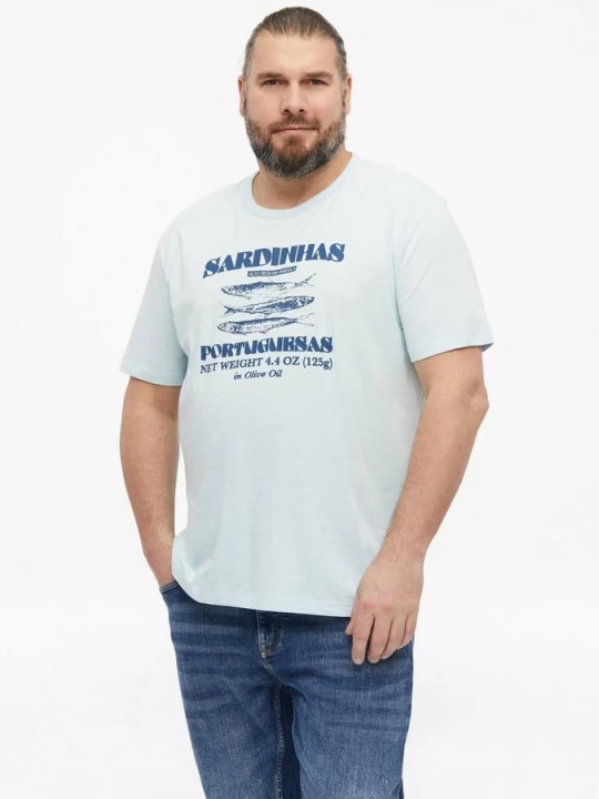 Foto van product T-shirt met vlammengaren en artwork s.Oliver blauw