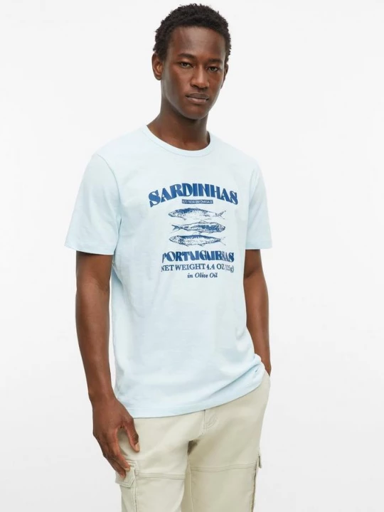 Foto van product T-shirt met vlammengaren en artwork s.Oliver blauw