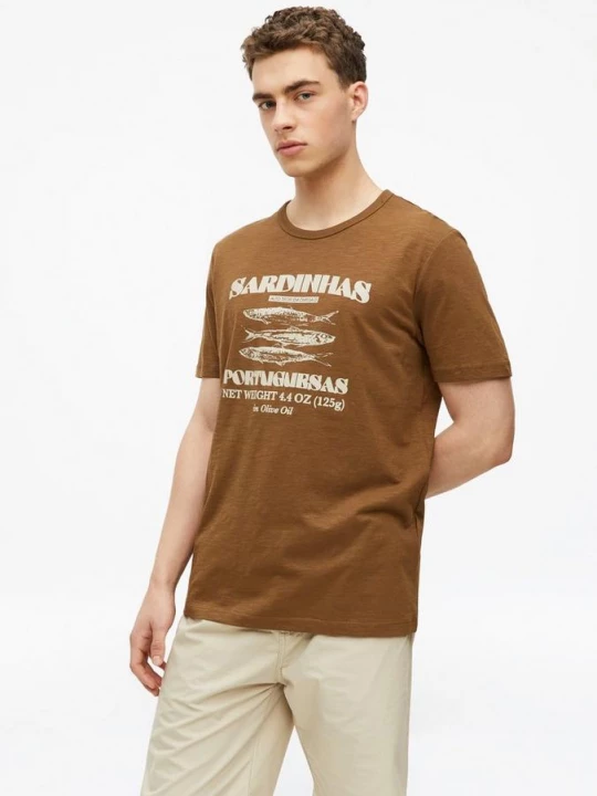 Foto van product T-shirt met vlammengaren en artwork s.Oliver bruin