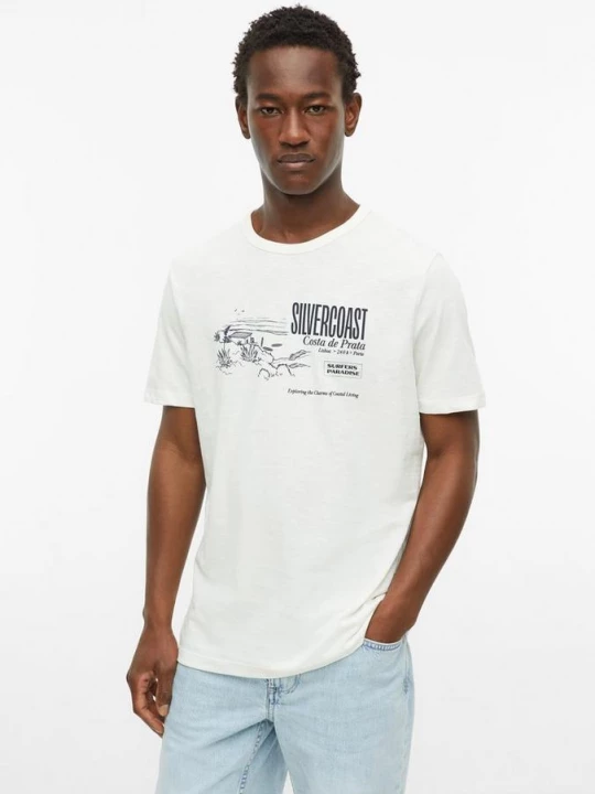 Foto van product T-shirt met vlammengaren en artwork s.Oliver crème