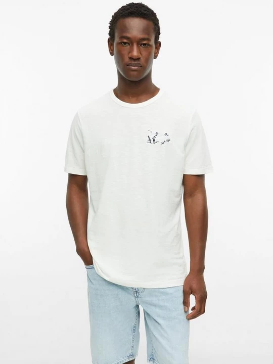 Foto van product T-shirt met vlammengaren en artwork s.Oliver crème