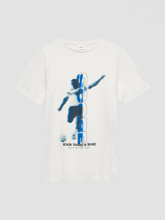 Foto van product T-shirt met voetbalprint s.Oliver crème