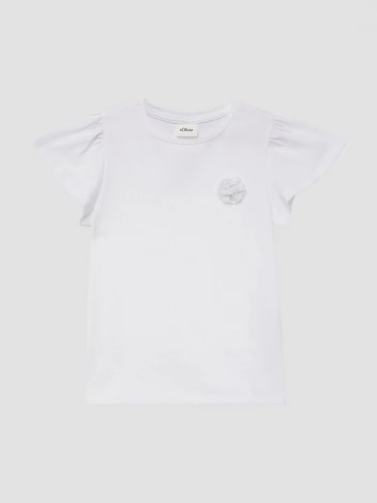 Foto van product T-shirt met volantmouwen en applicatie s.Oliver wit