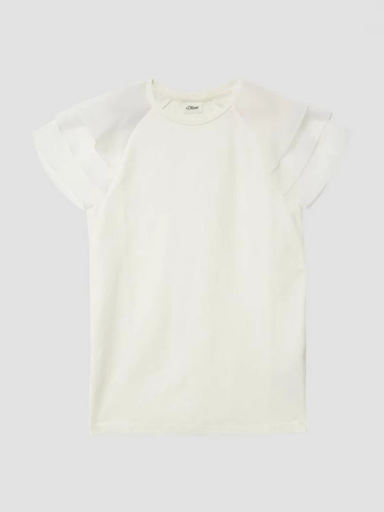 Foto van product T-shirt met volantmouwen van chiffon s.Oliver crème