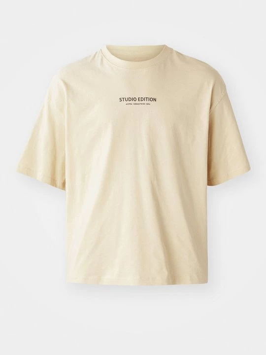 Foto van product T-shirt print Alpha Industries crème