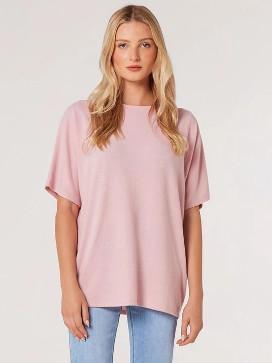 Foto van product T-shirt print Apricot donkerroze