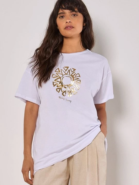 Foto van product T-shirt print Apricot goudkleurig