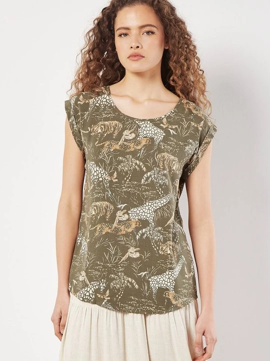 Foto van product T-shirt print Apricot kaki