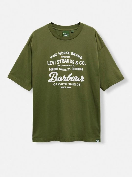 Foto van product T-shirt print Barbour olijfgroen