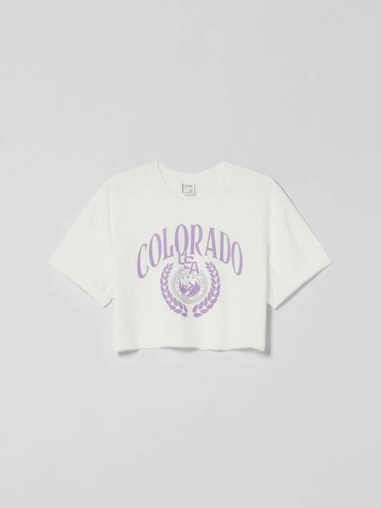 Foto van product T-shirt print Bershka crème