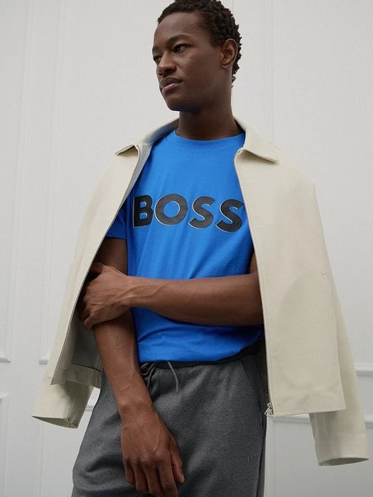 Foto van product T-shirt print Boss blauw