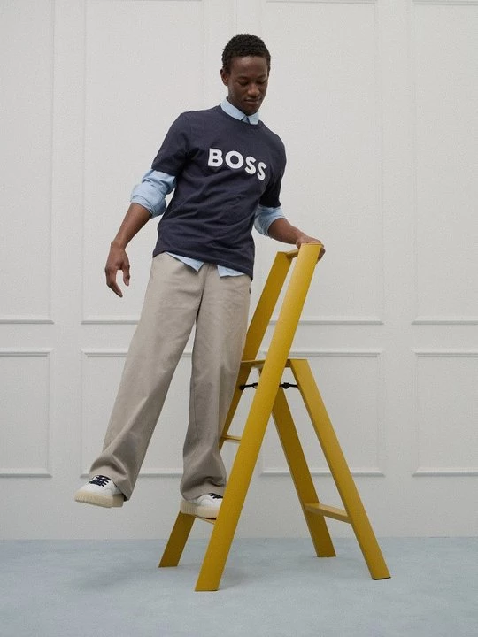 Foto van product T-shirt print Boss donkerblauw