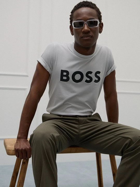 Foto van product T-shirt print Boss grijs