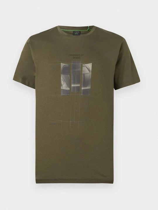 Foto van product T-shirt print Boss kaki