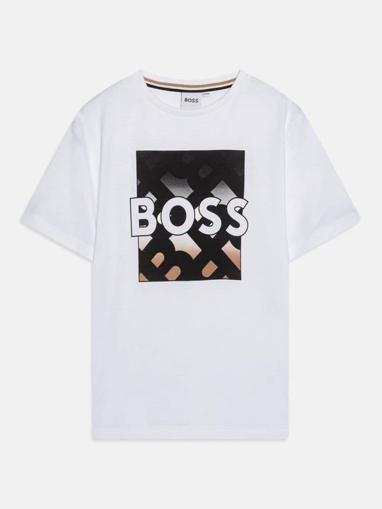 Foto van product T-shirt print Boss wit