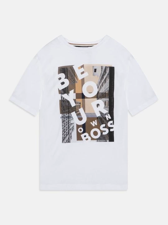 Foto van product T-shirt print Boss wit