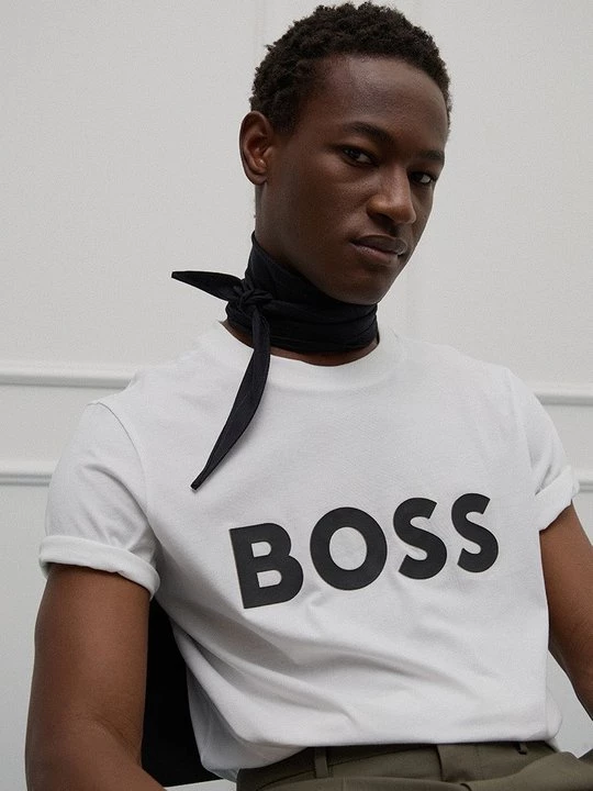 Foto van product T-shirt print Boss wit