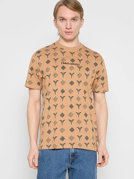 Foto van product T-shirt print Carlo Colucci bruin