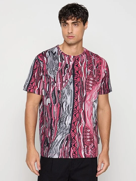 Foto van product T-shirt print Carlo Colucci donkerroze