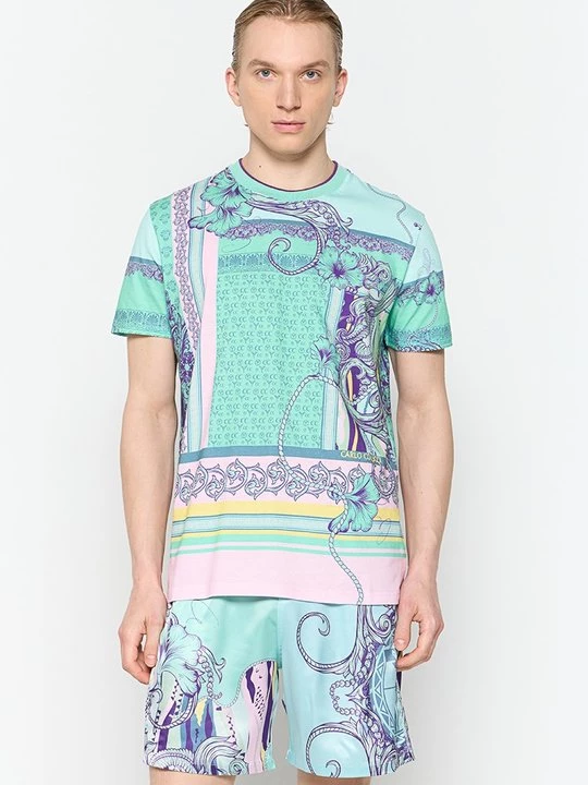 Foto van product T-shirt print Carlo Colucci turquoise