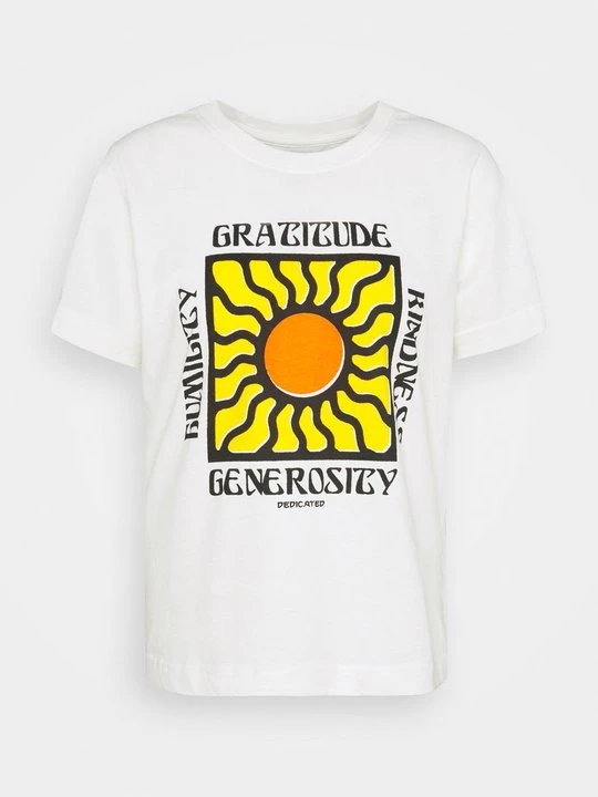 Foto van product T-shirt print Dedicated crème