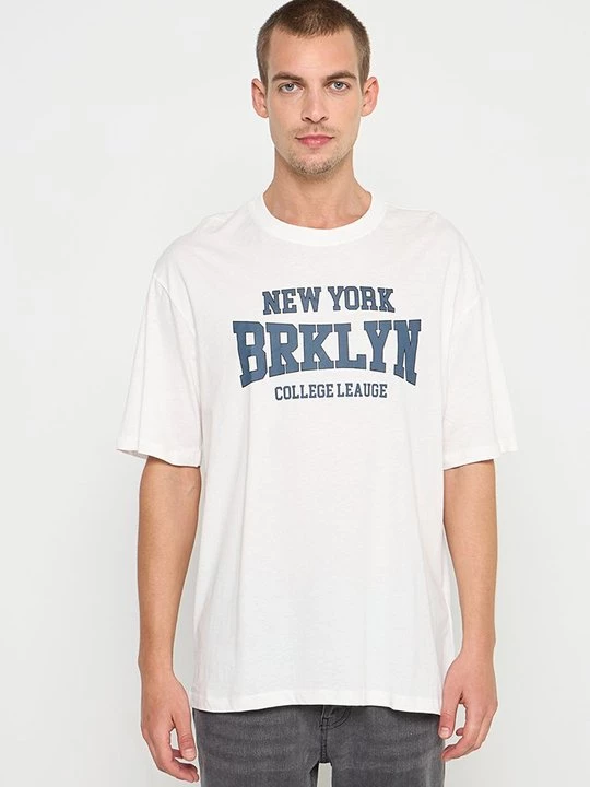 Foto van product T-shirt print DeFacto crème