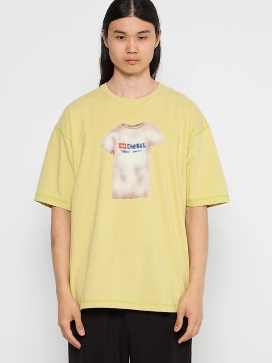 Foto van product T-shirt print Diesel lichtgeel