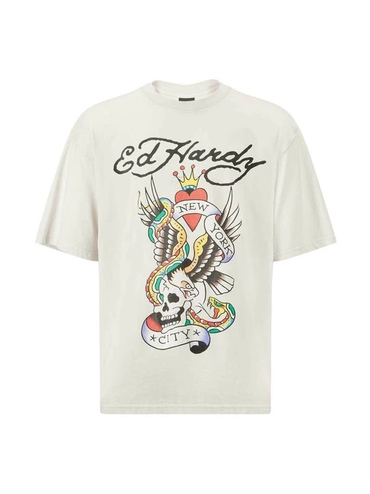 Foto van product T-shirt print Ed Hardy grijs