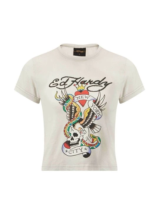 Foto van product T-shirt print Ed Hardy grijs