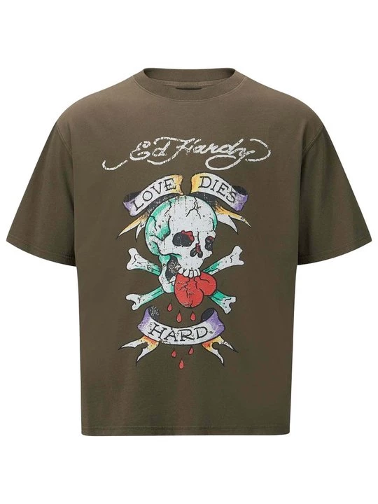 Foto van product T-shirt print Ed Hardy kaki