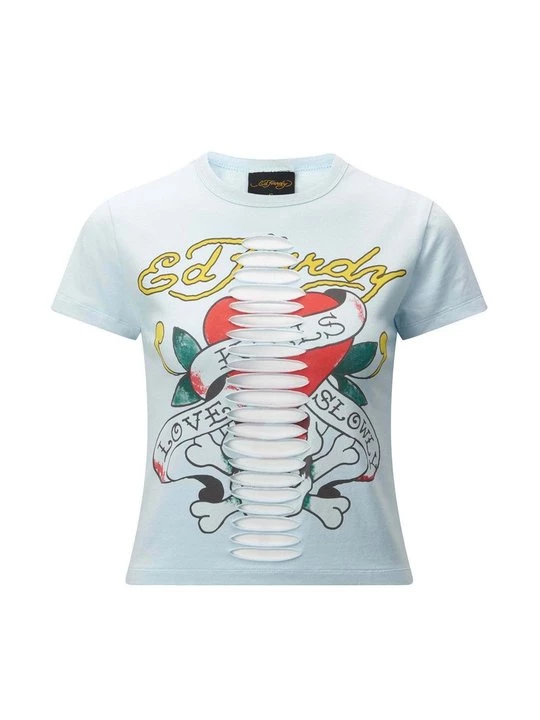 Foto van product T-shirt print Ed Hardy lichtblauw