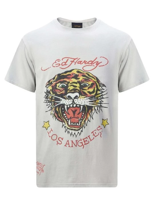 Foto van product T-shirt print Ed Hardy lichtgrijs