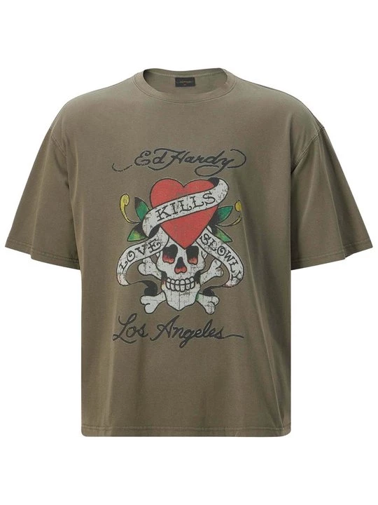 Foto van product T-shirt print Ed Hardy olijfgroen