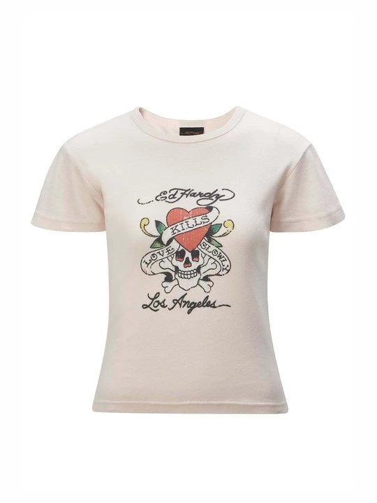 Foto van product T-shirt print Ed Hardy roze