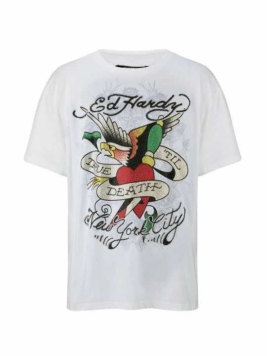 Foto van product T-shirt print Ed Hardy wit