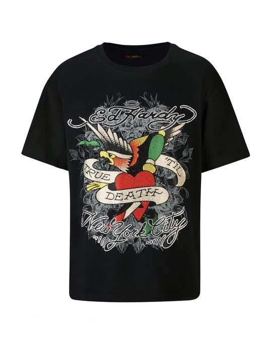 Foto van product T-shirt print Ed Hardy zwart