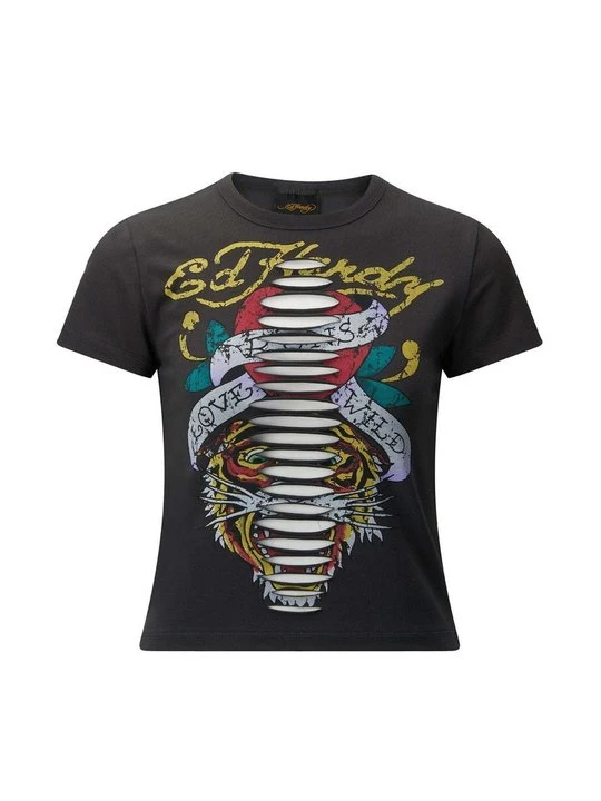 Foto van product T-shirt print Ed Hardy zwart
