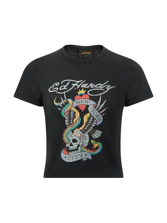 Foto van product T-shirt print Ed Hardy zwart