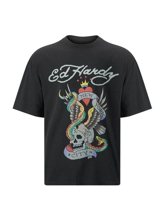 Foto van product T-shirt print Ed Hardy zwart