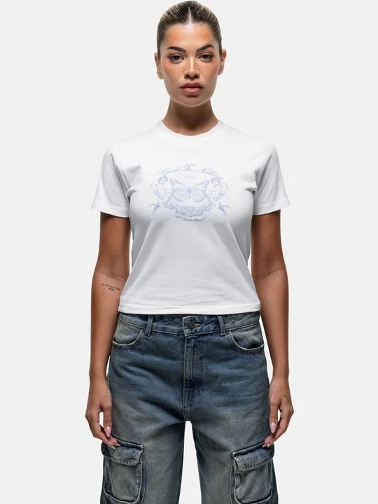 Foto van product T-shirt print Good For Nothing crème