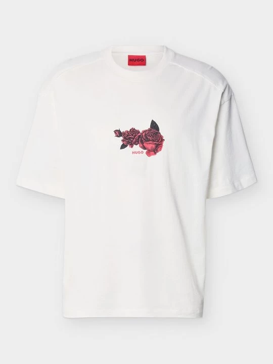 Foto van product T-shirt print Hugo crème