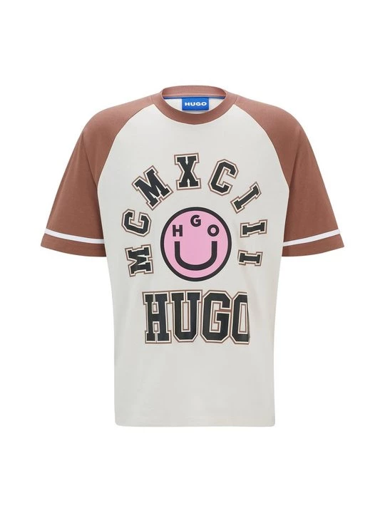 Foto van product T-shirt print Hugo crème