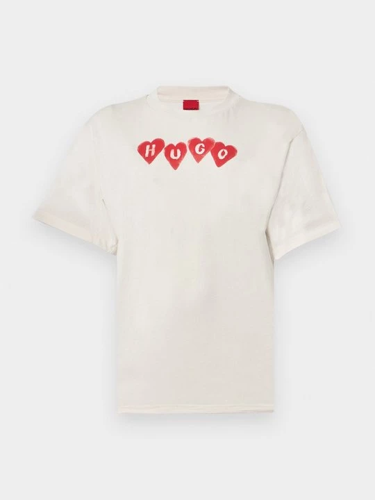 Foto van product T-shirt print Hugo crème
