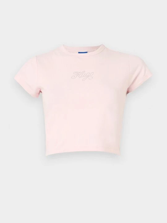 Foto van product T-shirt print Hugo donkerroze