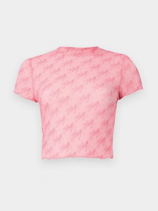 Foto van product T-shirt print Hugo donkerroze